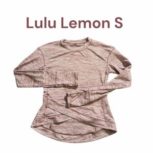 lululemon athletica Women's Heathered Pink Long Sleeve Top S